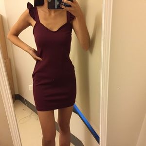 UO Kimchi Blue Burgundy Ruffle Sleeve Dress